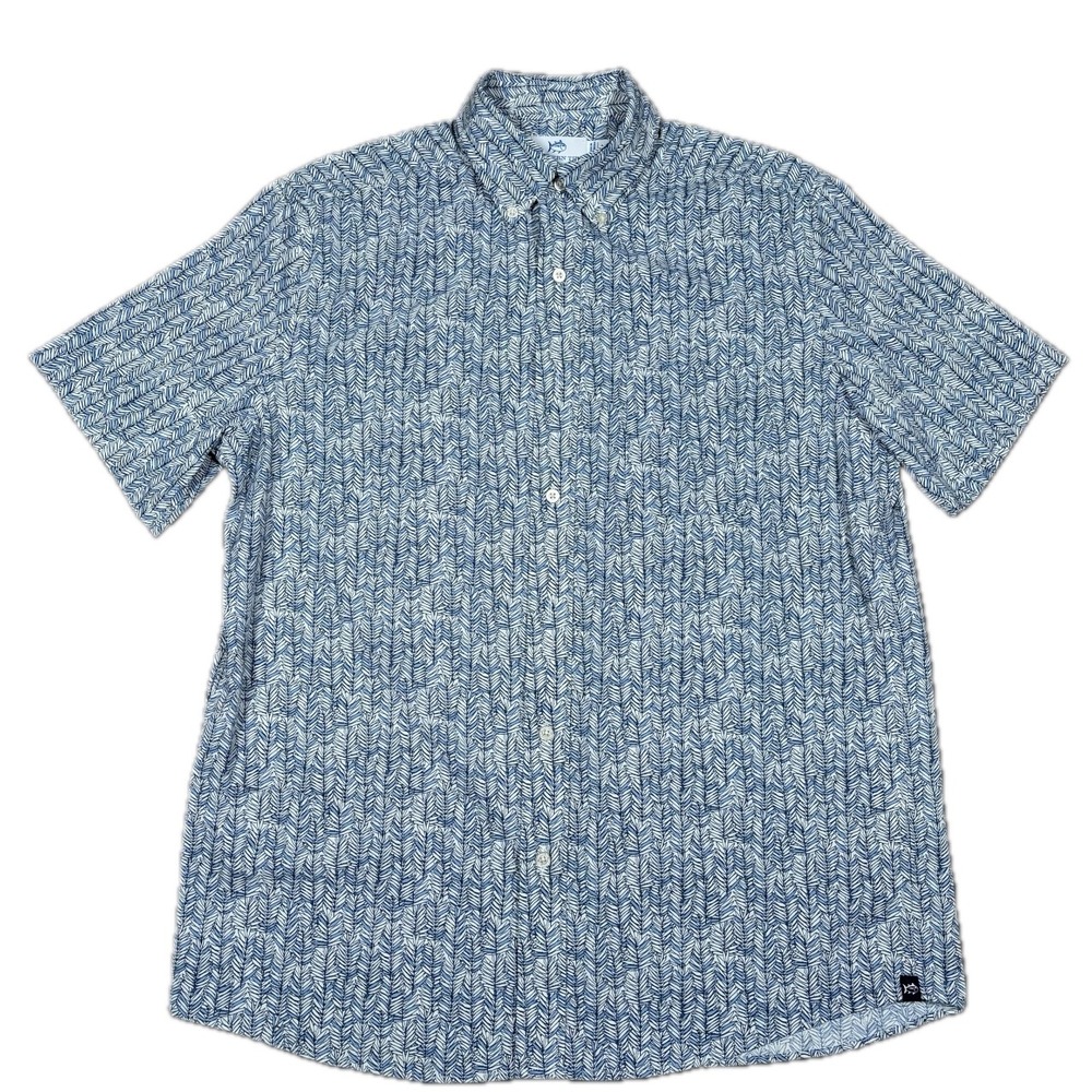 Southern Tide Intercoastal Shirt Mens M Legally‎ Frond Short Sleeve Button Down